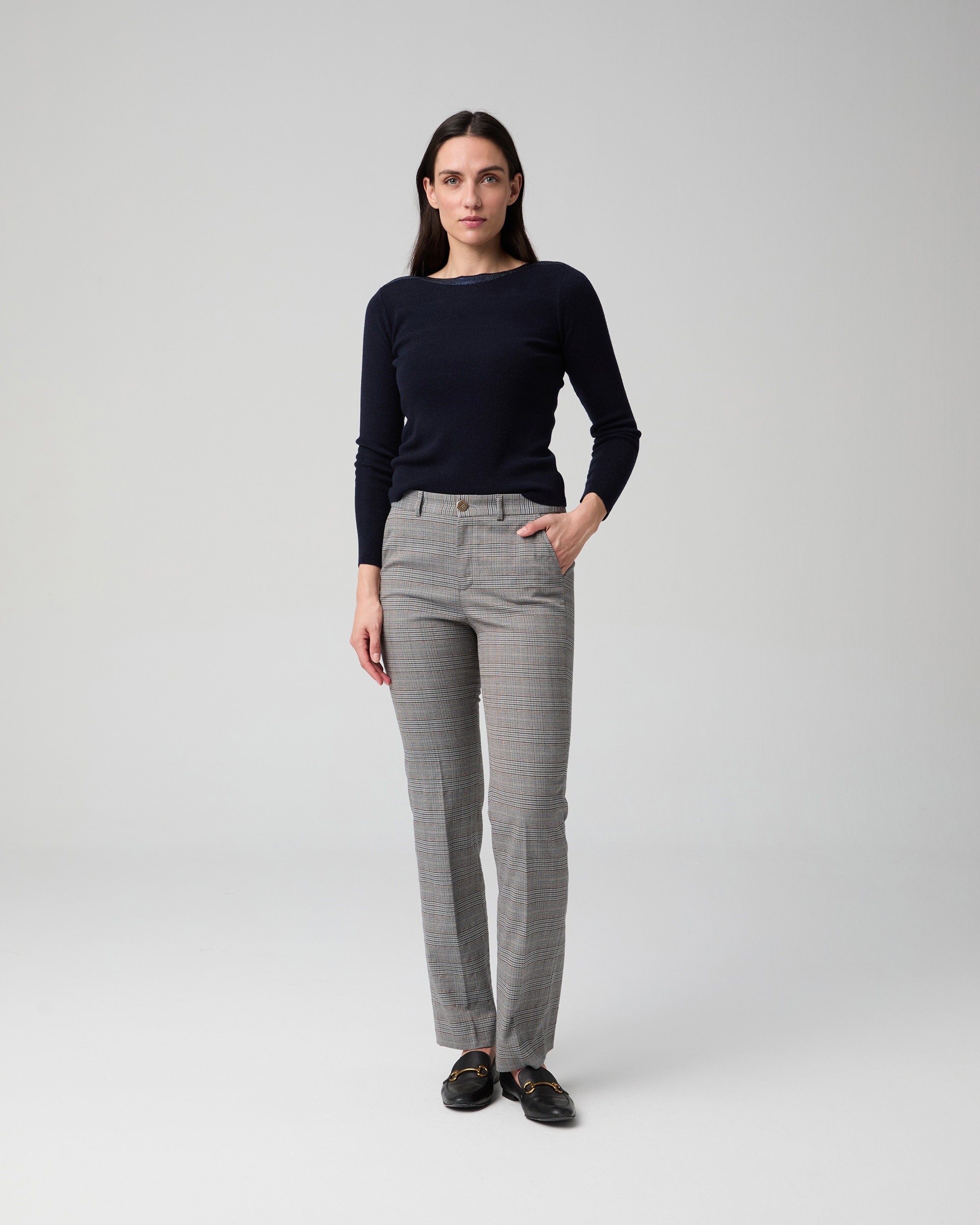 Imagen 0 de Pantalón de mujer con bolsillos laterales y cierre frontal Azul