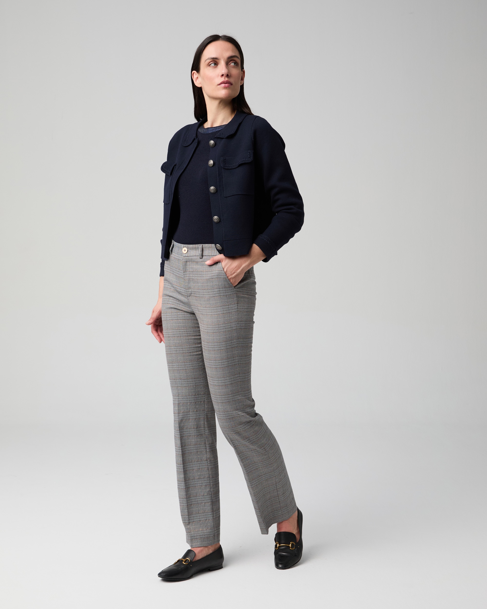 Pantalón de mujer con bolsillos laterales y cierre frontal - Lasserre - Azul Azul-3