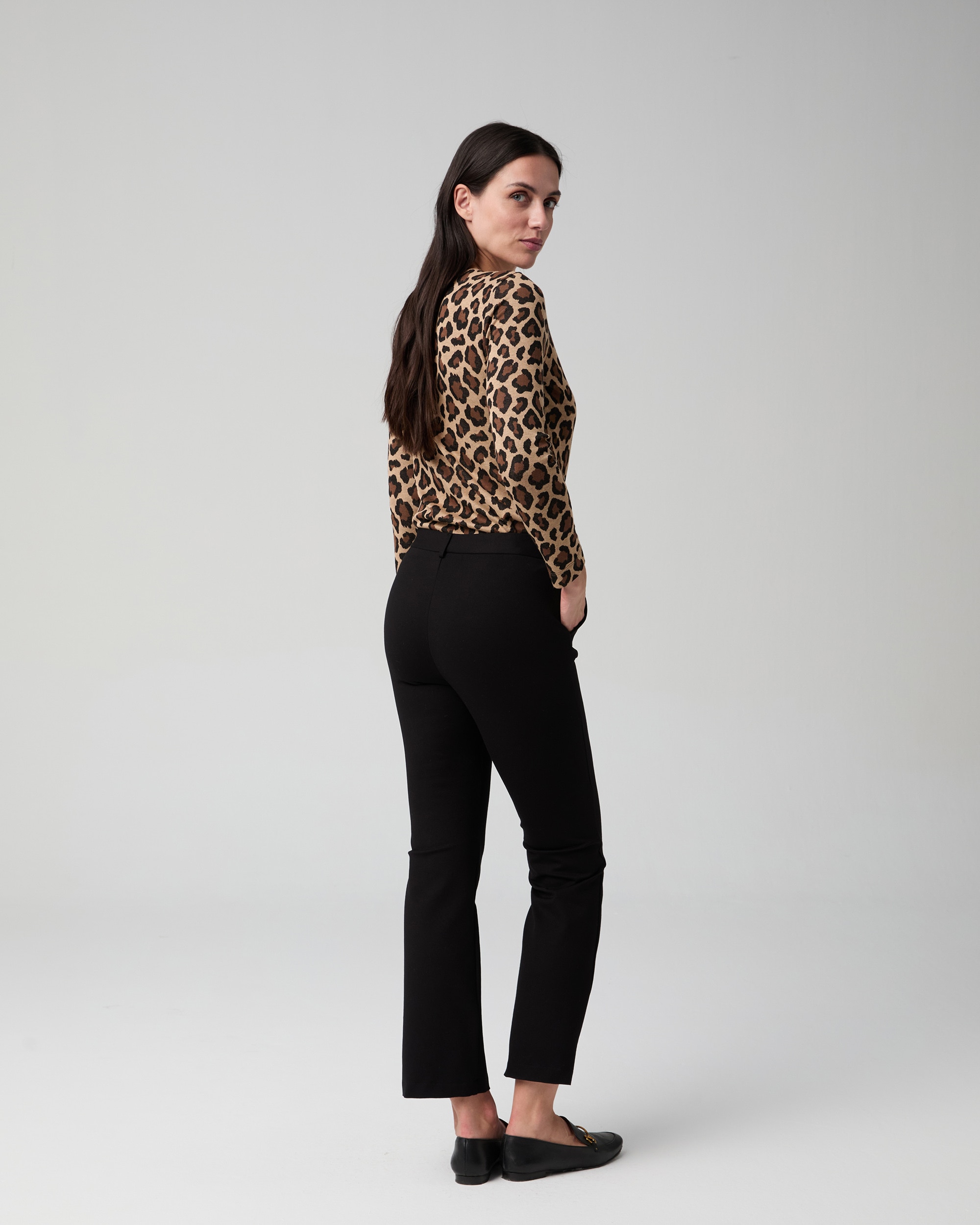 Pantalón de mujer de tiro alto con bolsillo francés - Lasserre - Negro Negro-2