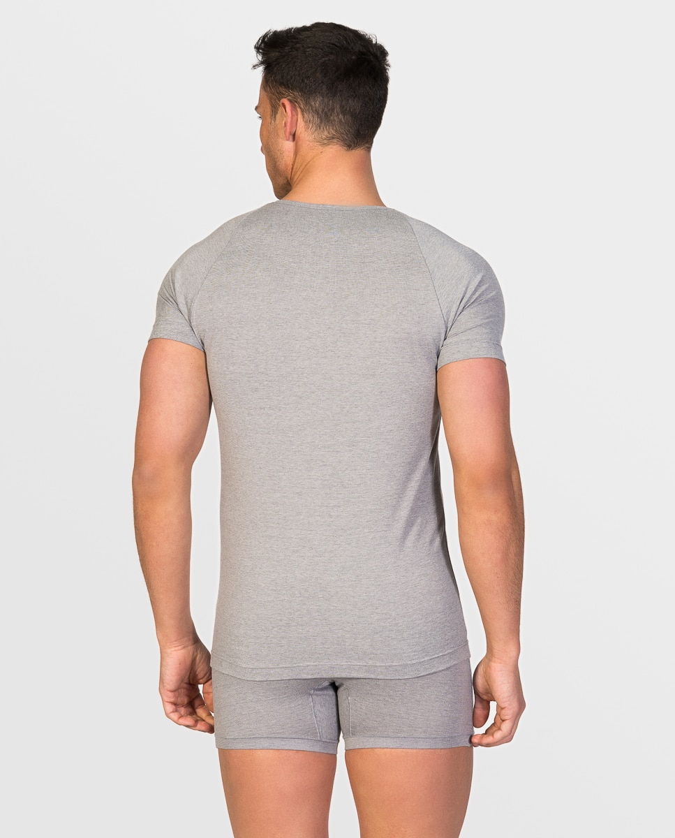 Camiseta interior de hombre de algodón egipcio de manga corta y cuello pico - ZD - Gris claro Gris claro-2