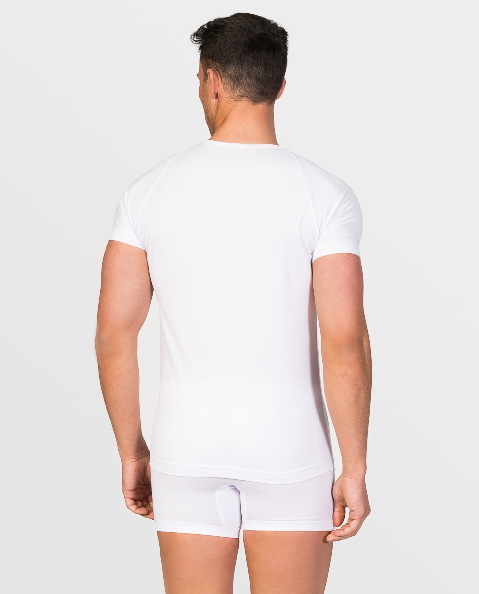 Camiseta interior de hombre de algodón egipcio de manga corta y cuello redondo - ZD - Blanco Blanco-2