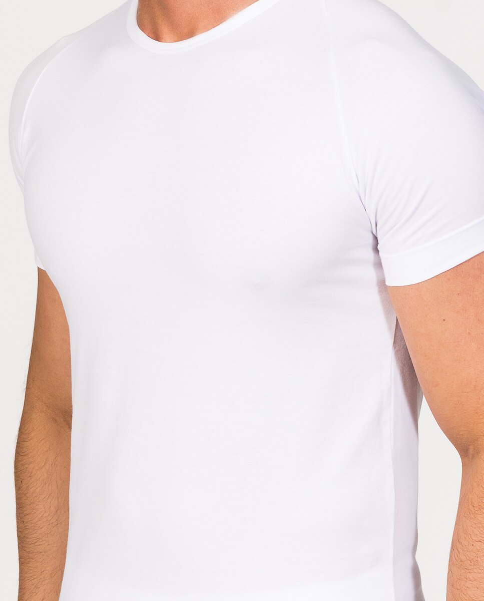 Camiseta interior de hombre de algodón egipcio de manga corta y cuello redondo - ZD - Blanco Blanco-3