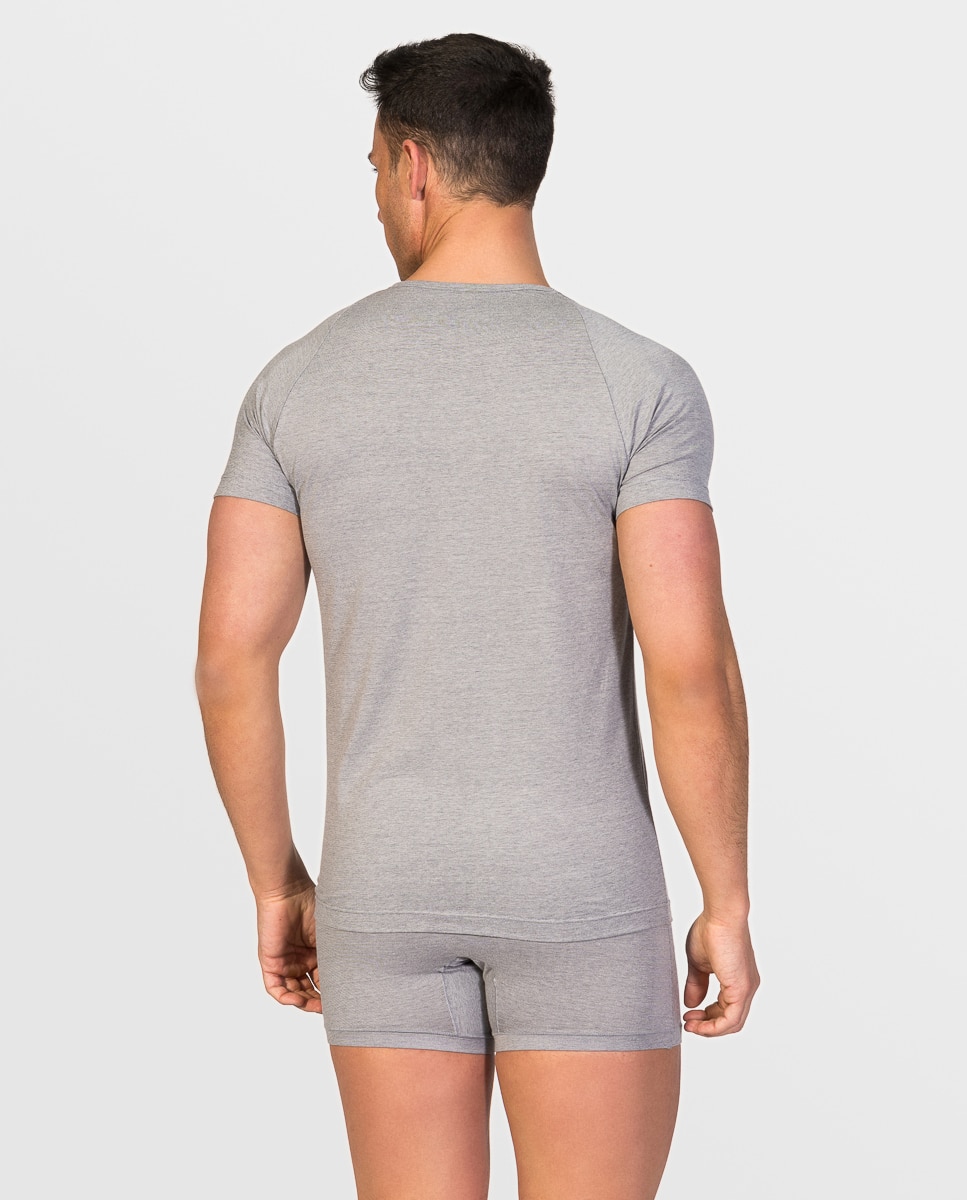 Camiseta interior de hombre de algodón egipcio de manga corta y cuello redondo - ZD - Gris claro Gris claro-3