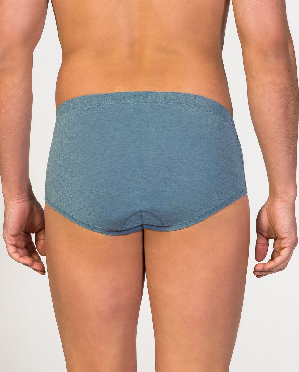 Slip de hombre de hilo de soja con abertura - ZD - Azul grisáceo Azul grisáceo-2