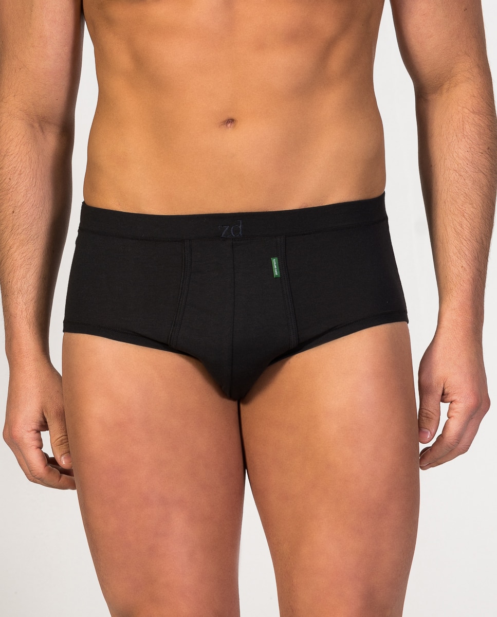 Slip de hombre de hilo de soja con abertura - ZD - Negro Negro-1