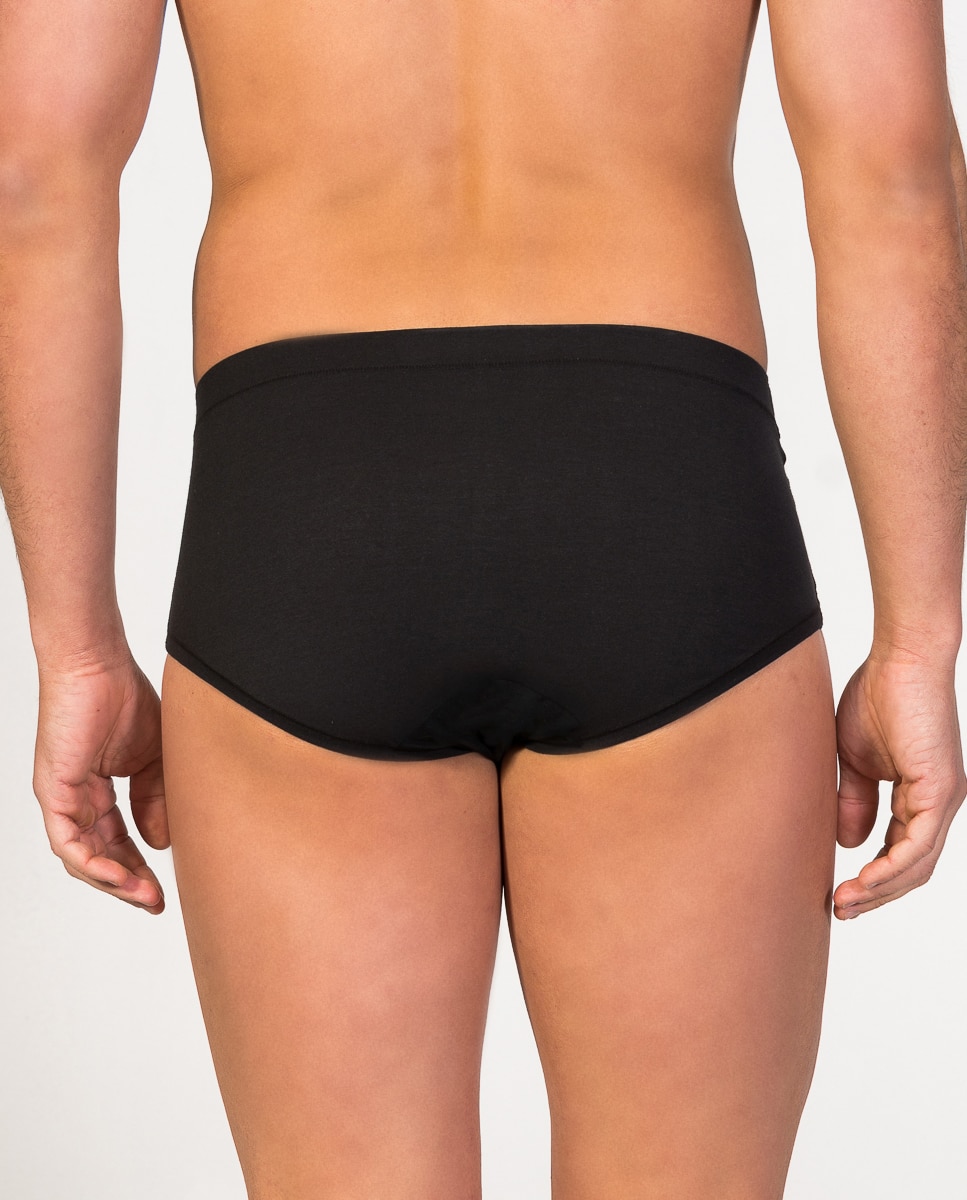 Slip de hombre de hilo de soja con abertura - ZD - Negro Negro-2