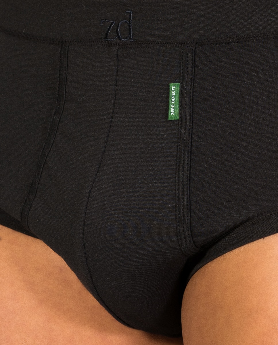 Slip de hombre de hilo de soja con abertura - ZD - Negro Negro-3