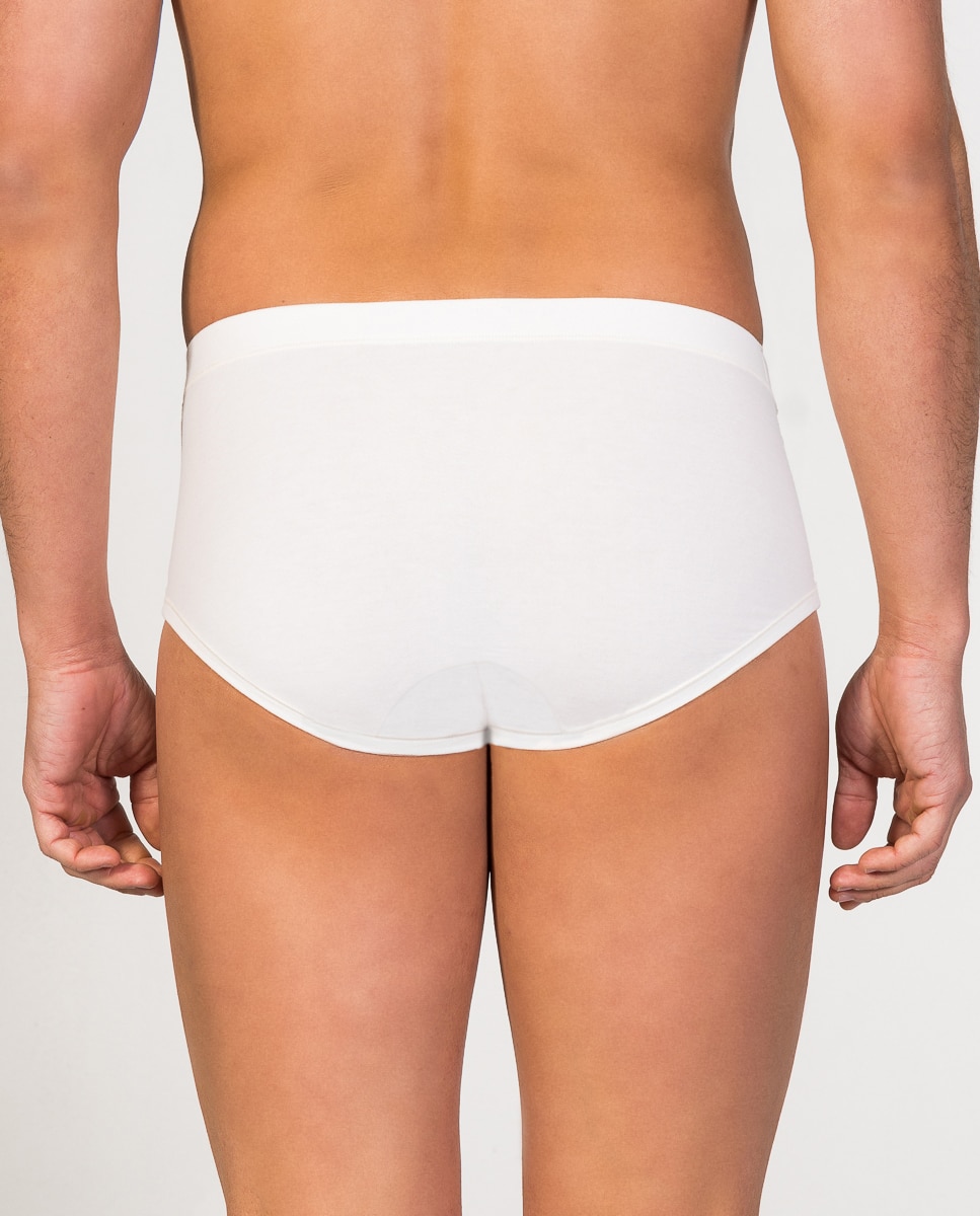 Slip de hombre de hilo de soja con abertura - ZD - Blanco Blanco-2
