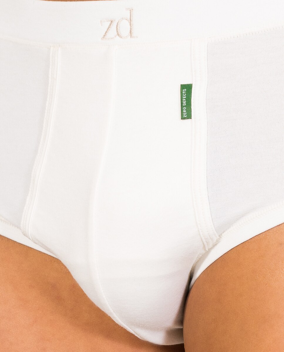 Slip de hombre de hilo de soja con abertura - ZD - Blanco Blanco-3
