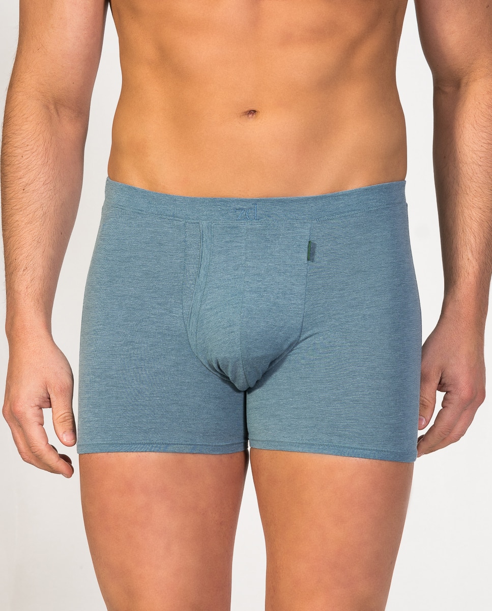 Bóxer de punto de hombre de hilo de soja con abertura - ZD - Azul índigo Azul índigo-1