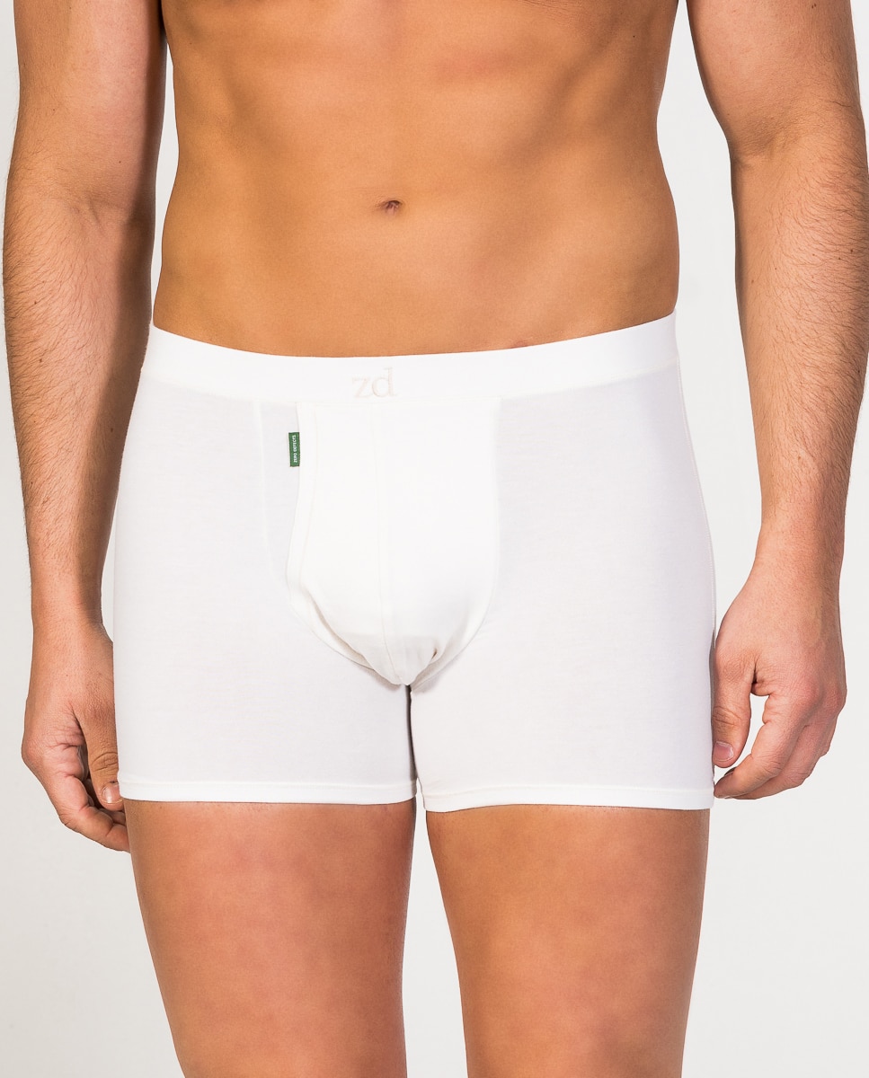 Bóxer de punto de hombre de hilo de soja con abertura - ZD - Blanco Blanco-1