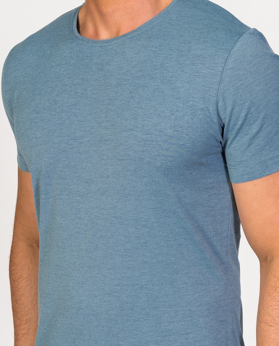 Camiseta interior de hombre de hilo de soja de manga corta y cuello redondo - ZD - Azul celeste Azul celeste-3