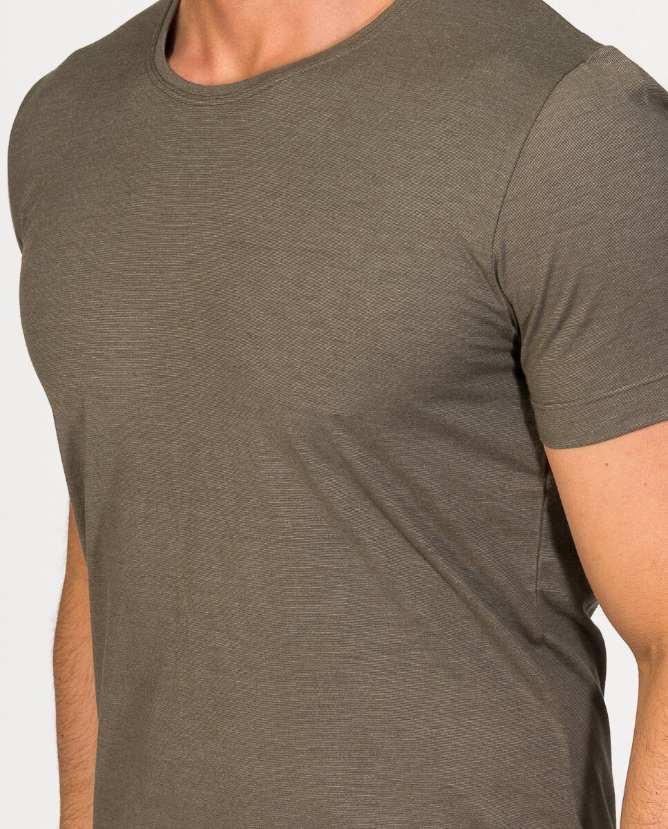 Camiseta interior de hombre de hilo de soja de manga corta y cuello redondo - ZD - Marrón oscuro Marrón oscuro-3
