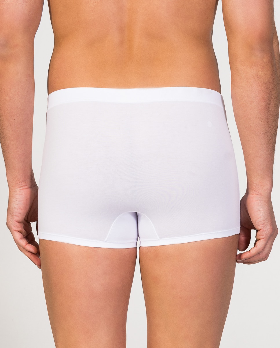 Bóxer de punto de hombre shorty de algodón egipcio - ZD - Blanco Blanco-3