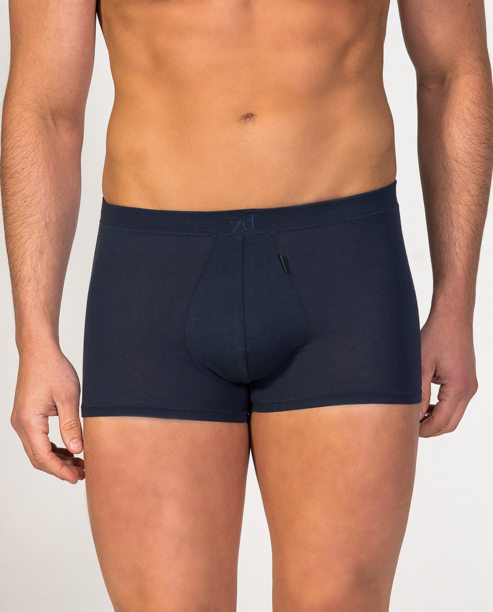 Bóxer de punto de hombre shorty de algodón egipcio - ZD - Azul oscuro Azul oscuro-1