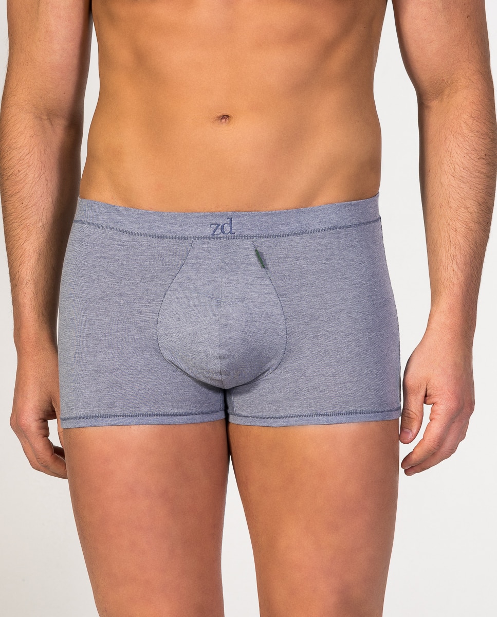 Bóxer de punto de hombre shorty de algodón egipcio - ZD - Azul grisáceo Azul grisáceo-1