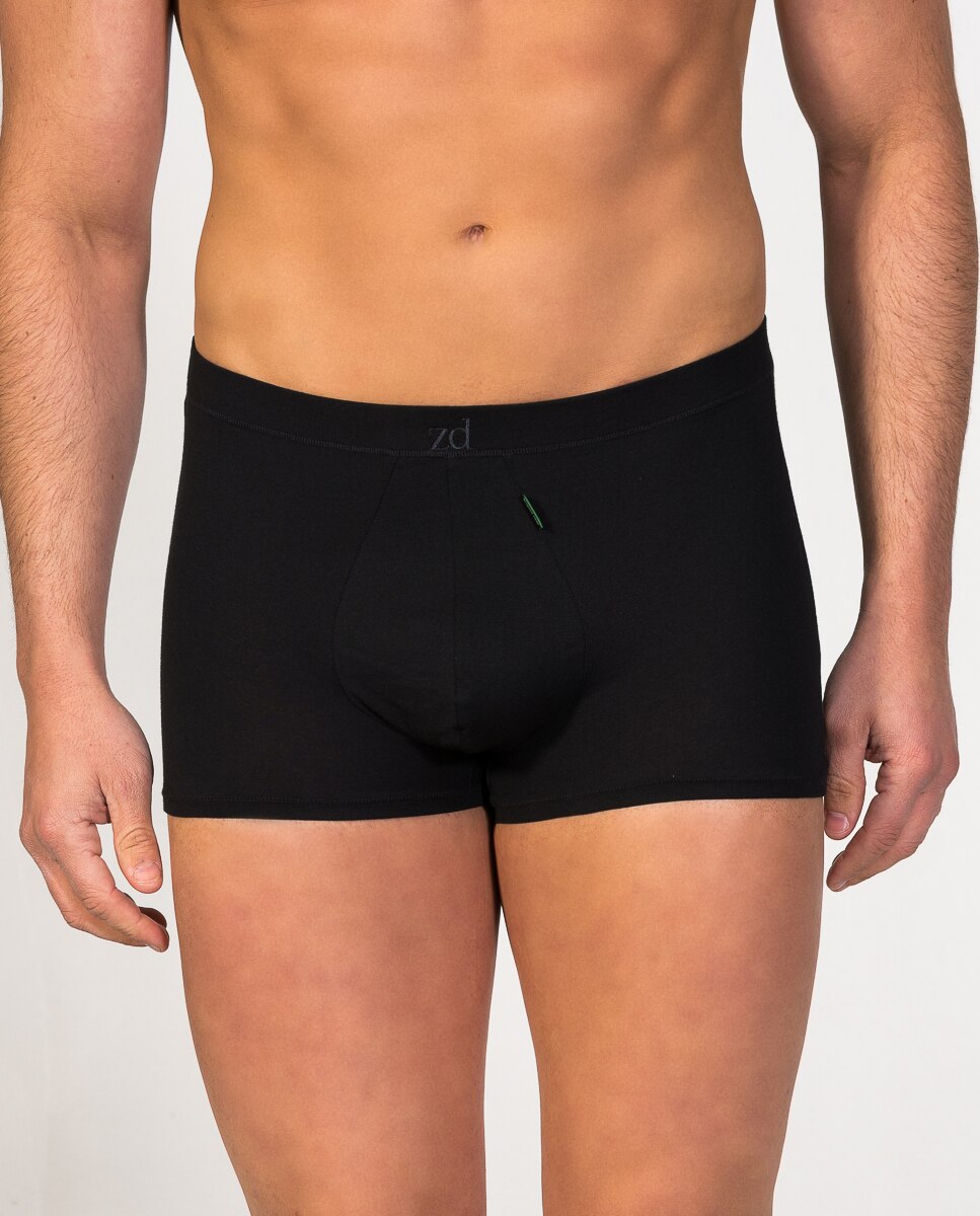 Bóxer de punto de hombre shorty de algodón egipcio - ZD - Negro Negro-1