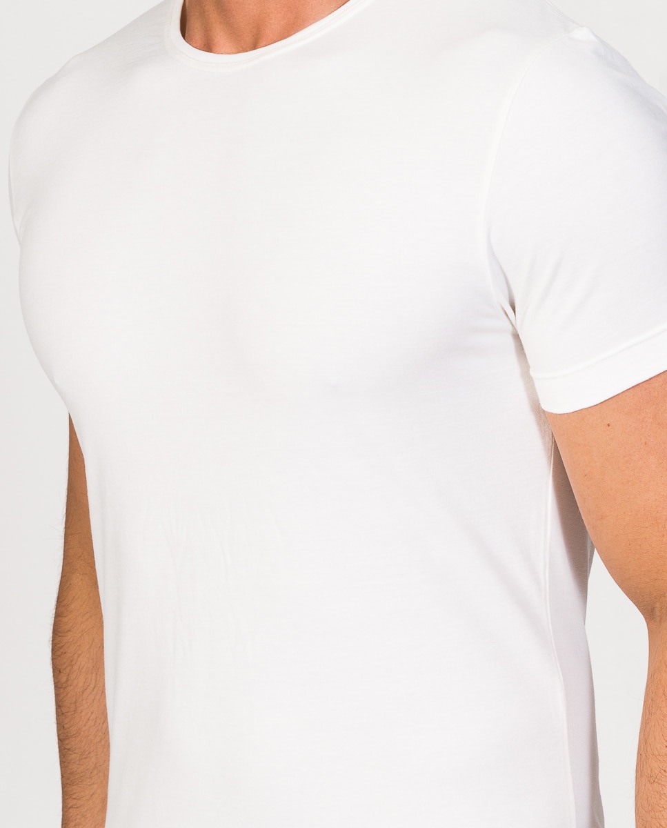 Camiseta interior de hombre de hilo de soja de manga corta y cuello redondo - ZD - Blanco Blanco-3