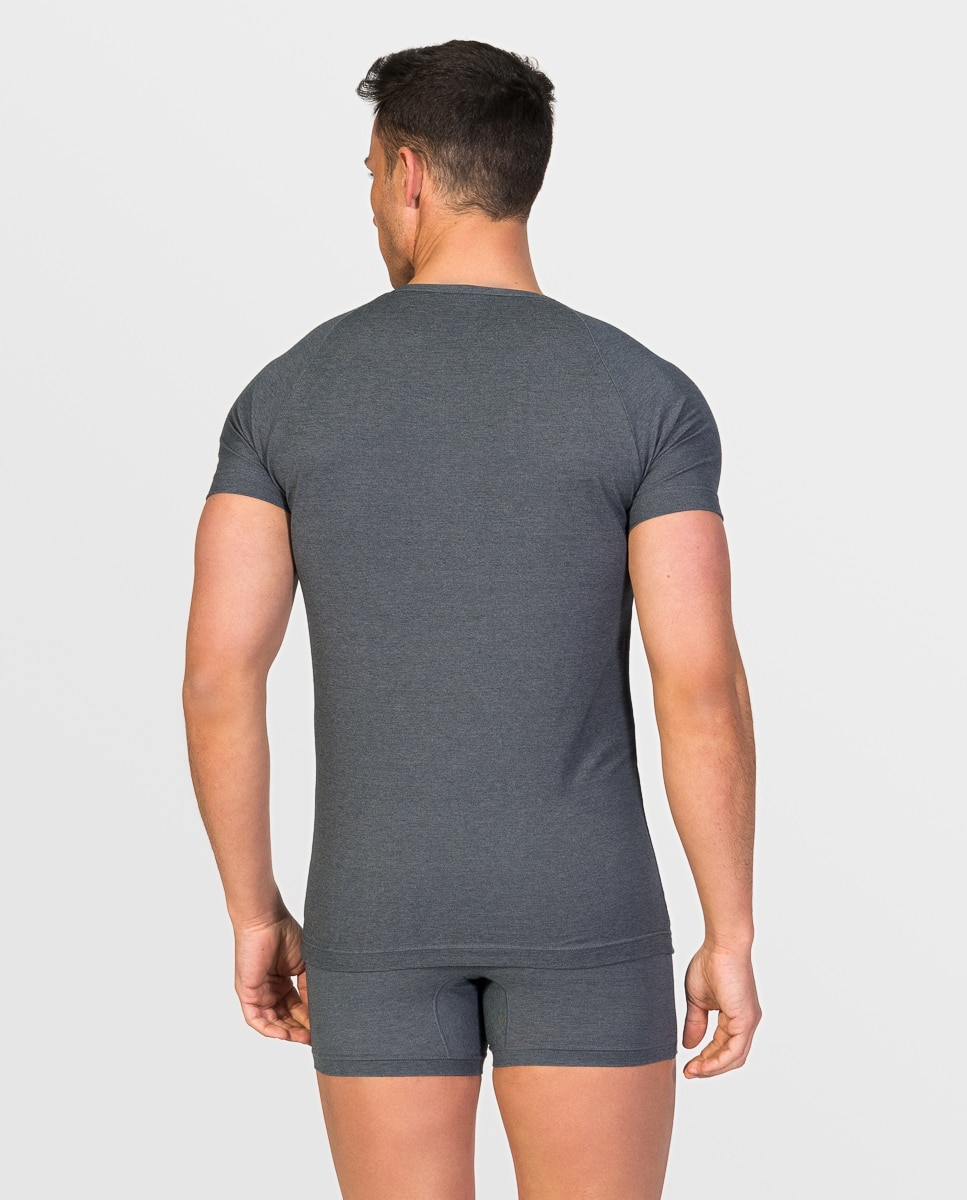 Camiseta interior de hombre de algodón egipcio de manga corta y cuello redondo - ZD - Gris marengo Gris marengo-2
