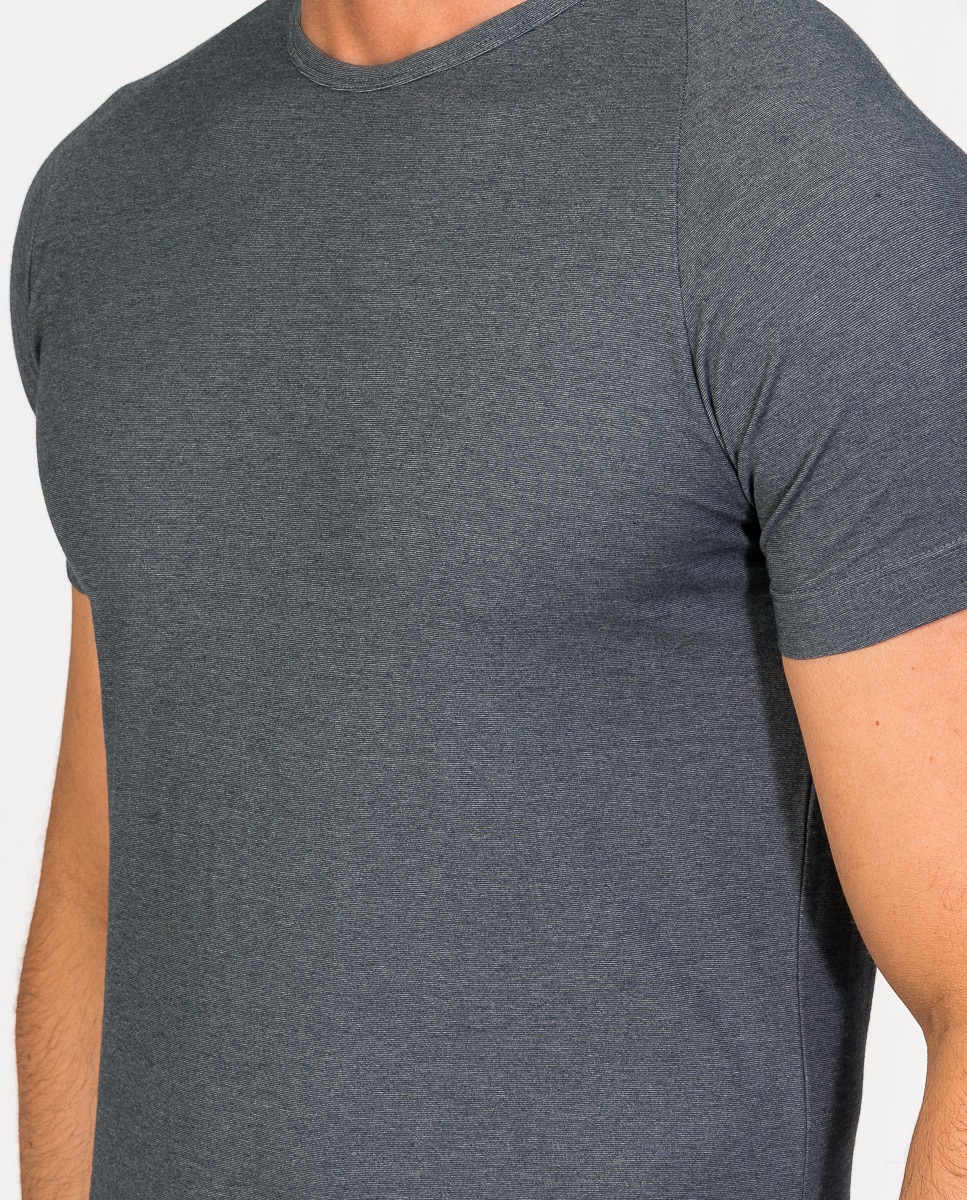 Camiseta interior de hombre de algodón egipcio de manga corta y cuello redondo - ZD - Gris marengo Gris marengo-3