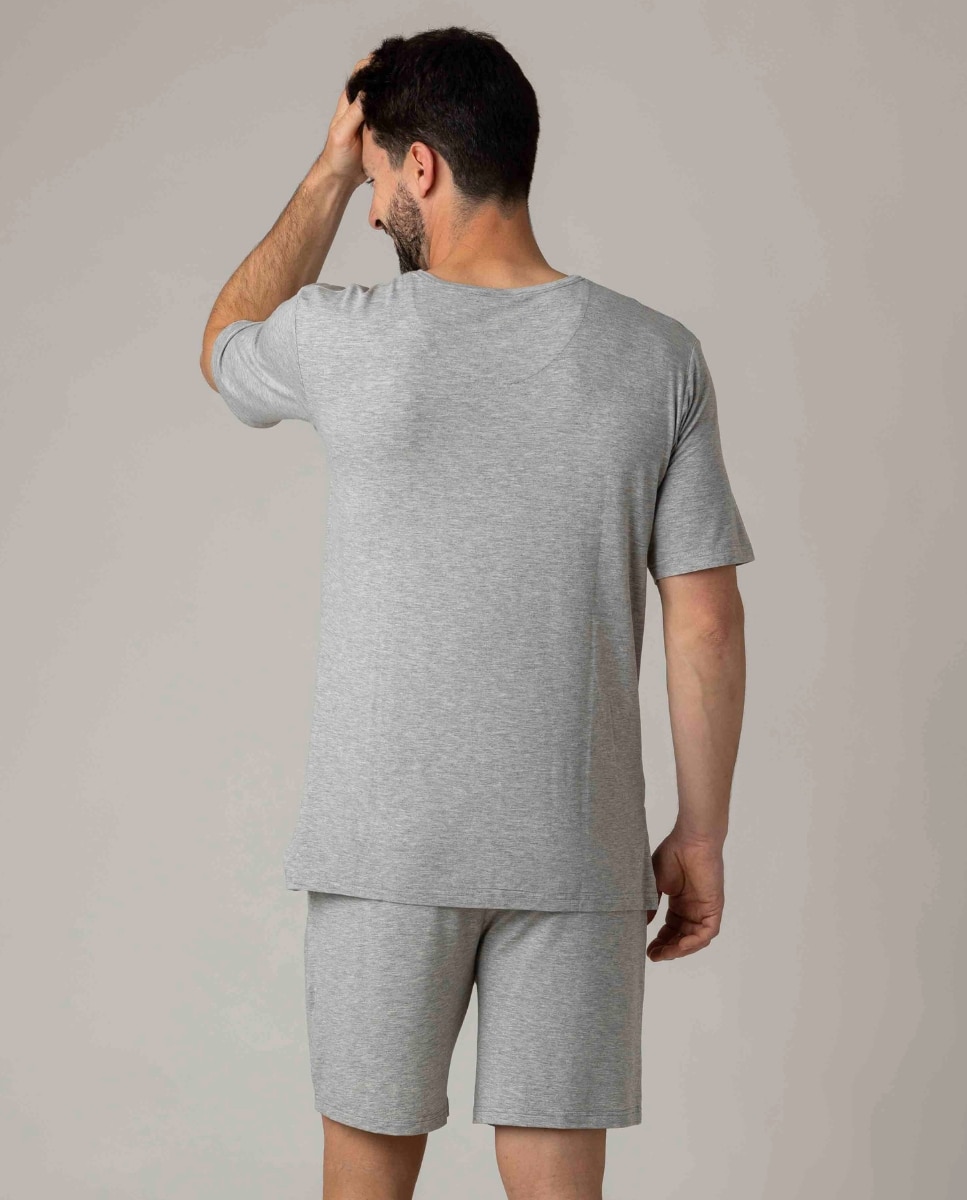Pijama corto de hombre de modal en color vigore - ZD - Gris Gris-2