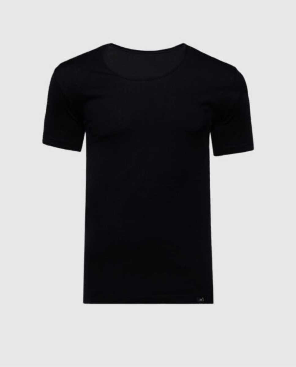 Imagen 1 de Camiseta interior de hombre de hilo de escocia de manga corta y cuello redondo - ZD - Negro Negro