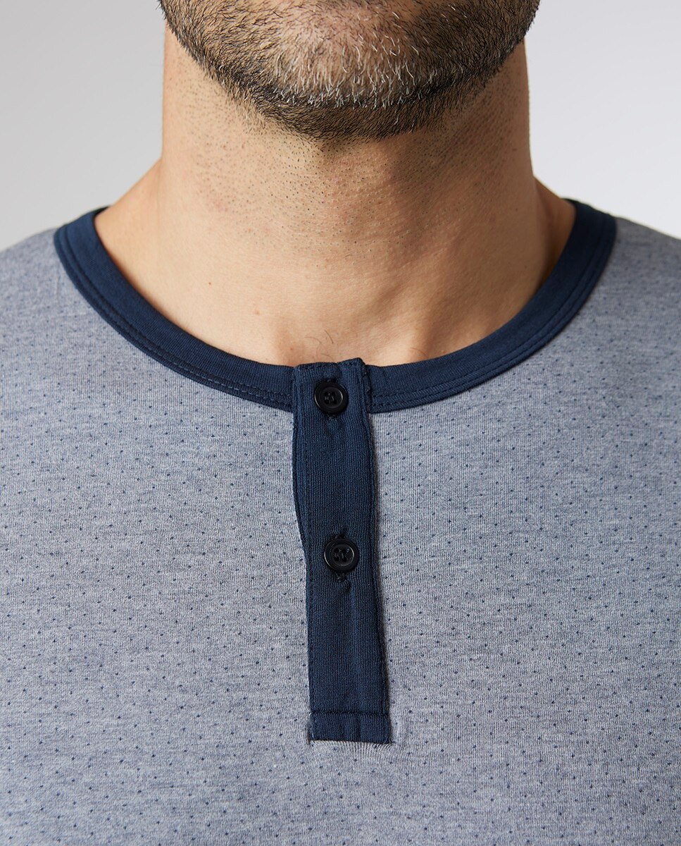 Pijama largo de hombre de modal color - ZD - Azul marino Azul marino-2