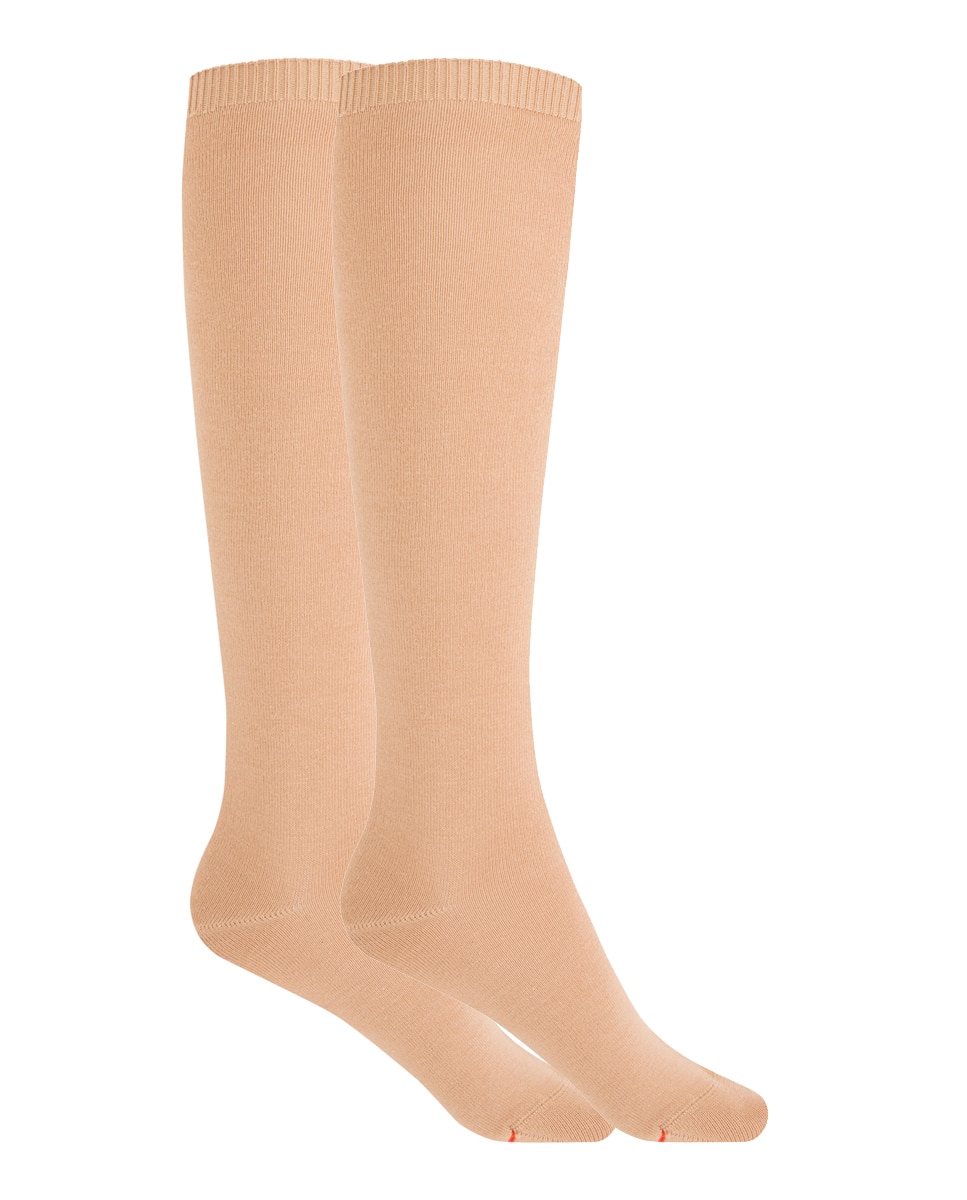 Imagen 1 de Pack de 2 pares de calcetines en bambú liso - Punto Blanco - Beige Beige