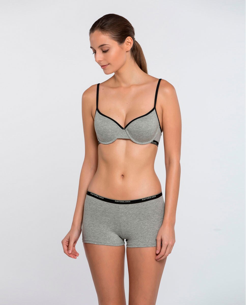 Culotte de algodón con logotipo - Punto Blanco - Gris Gris-4