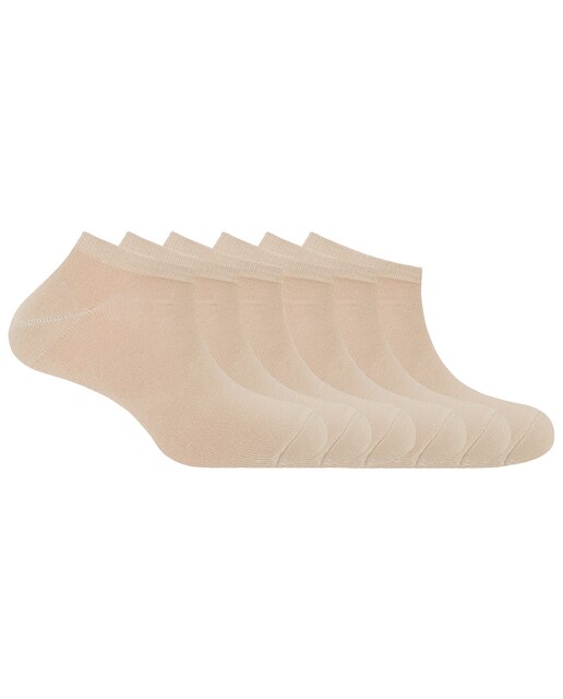 Imagen 0 de Pack de 6 pares de calcetines en algodón de hombre Basix tobilleros lisos en color beige