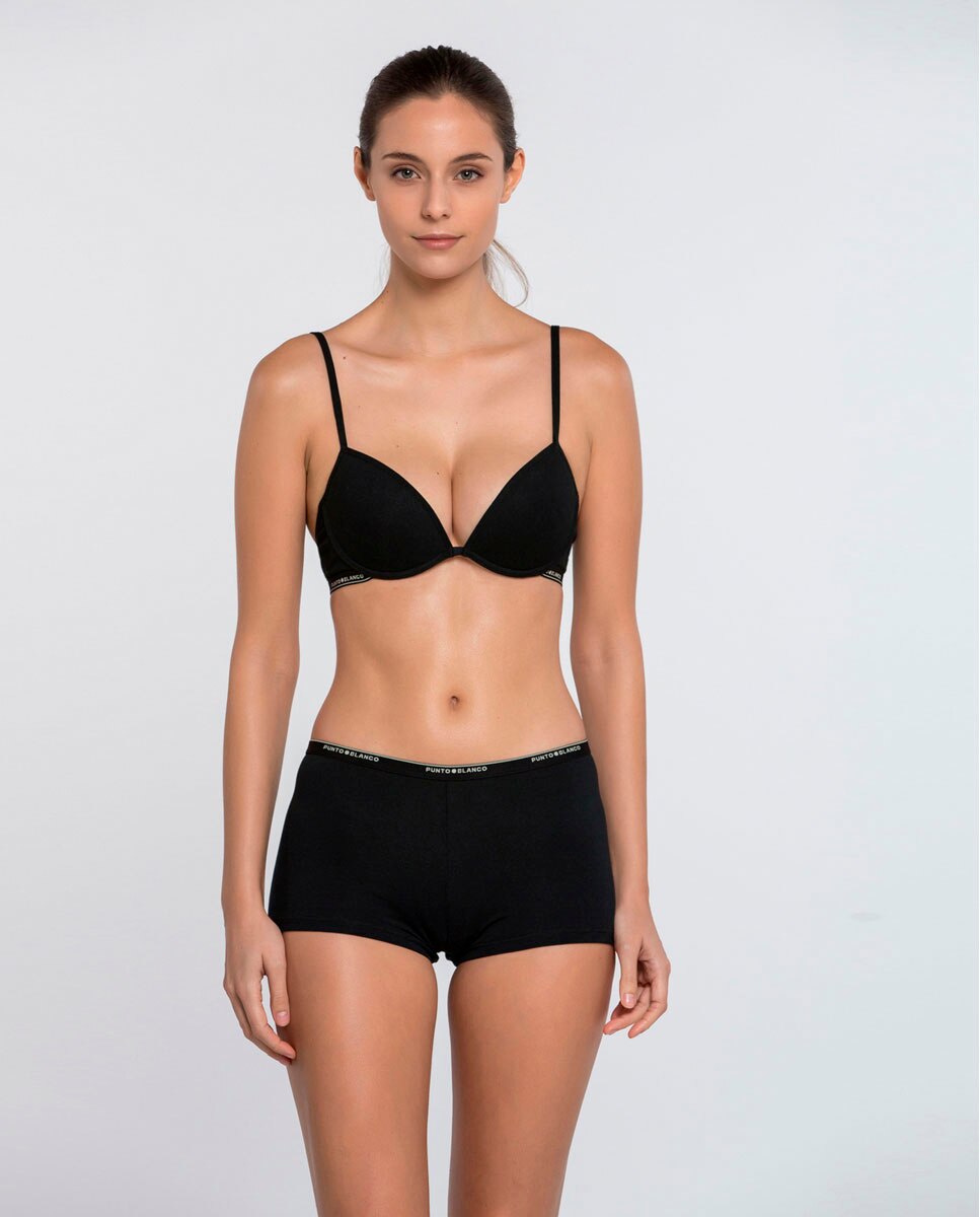 Culotte de algodón con logotipo - Punto Blanco - Negro Negro-4