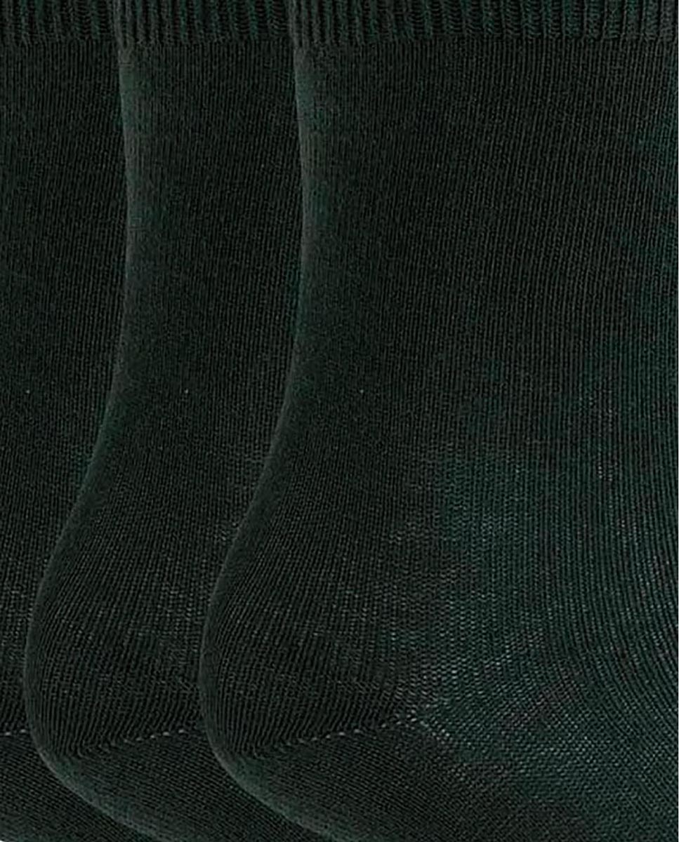 Pack de 6 pares de calcetines de algodón lisos Basix - Punto Blanco - Verde oscuro Verde oscuro-2