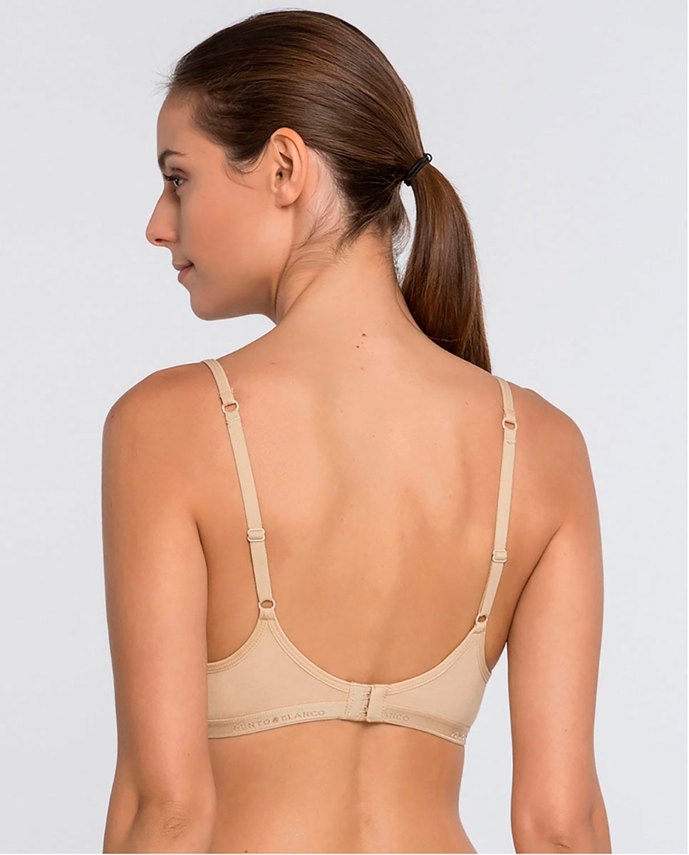 Sujetador básico de algodón - Punto Blanco - Beige Beige-2