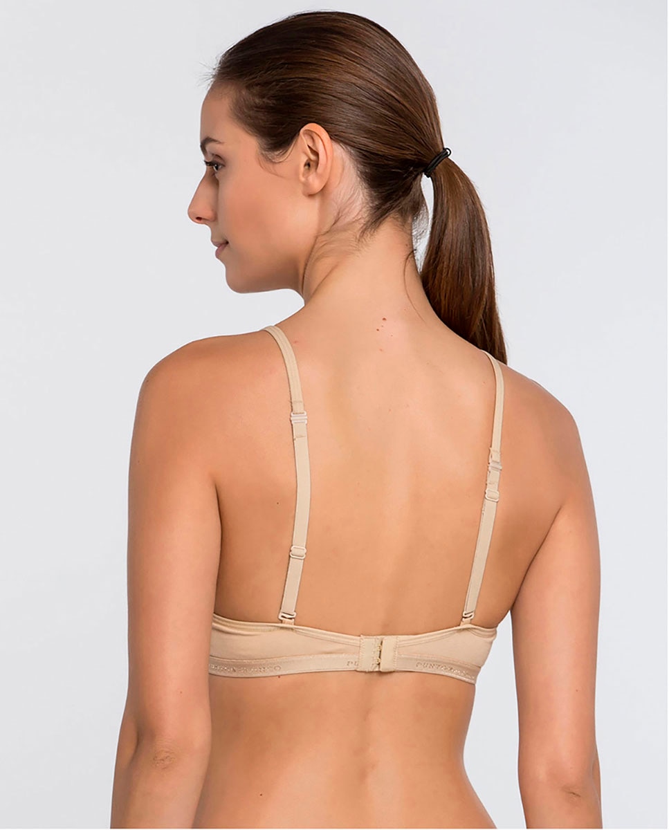 Sujetador triangular de algodón - Punto Blanco - Beige Beige-2