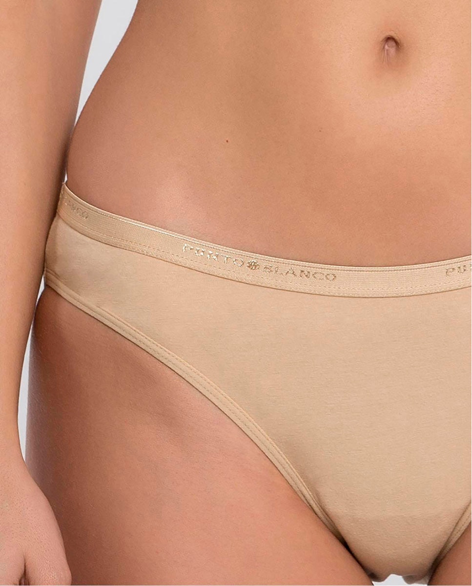 Braga de algodón con goma logotipo - Punto Blanco - Beige Beige-3