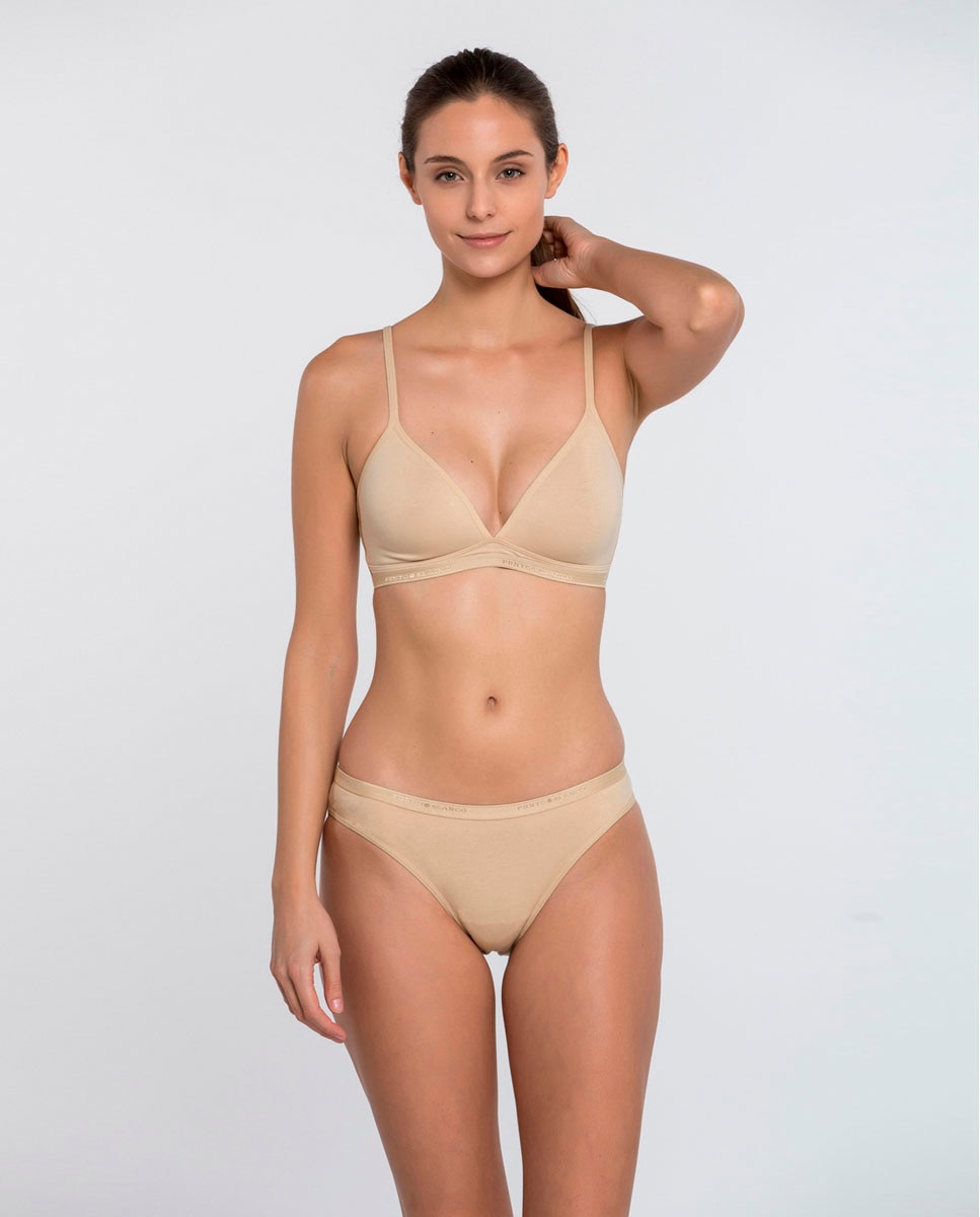 Braga de algodón con goma logotipo - Punto Blanco - Beige Beige-4