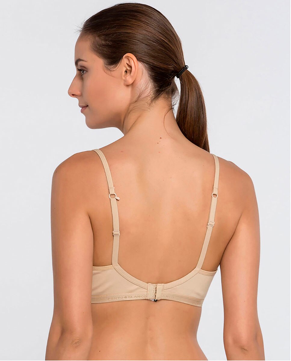 Sujetador básico de algodón - Punto Blanco - Beige Beige-2
