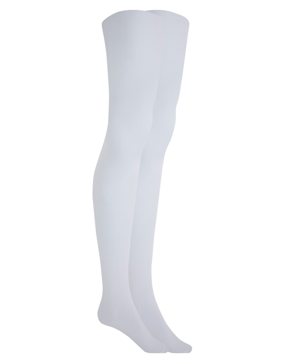 Imagen 1 de Pack de 2 leotardos de niña lisos Basix - Punto Blanco - Blanco Blanco