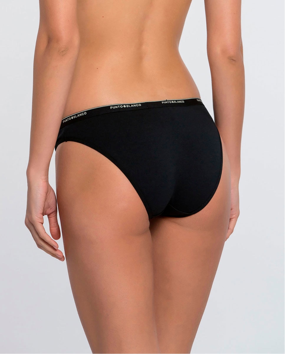 Pack de 3 bragas lisas de algodón - Punto Blanco - Negro Negro-2