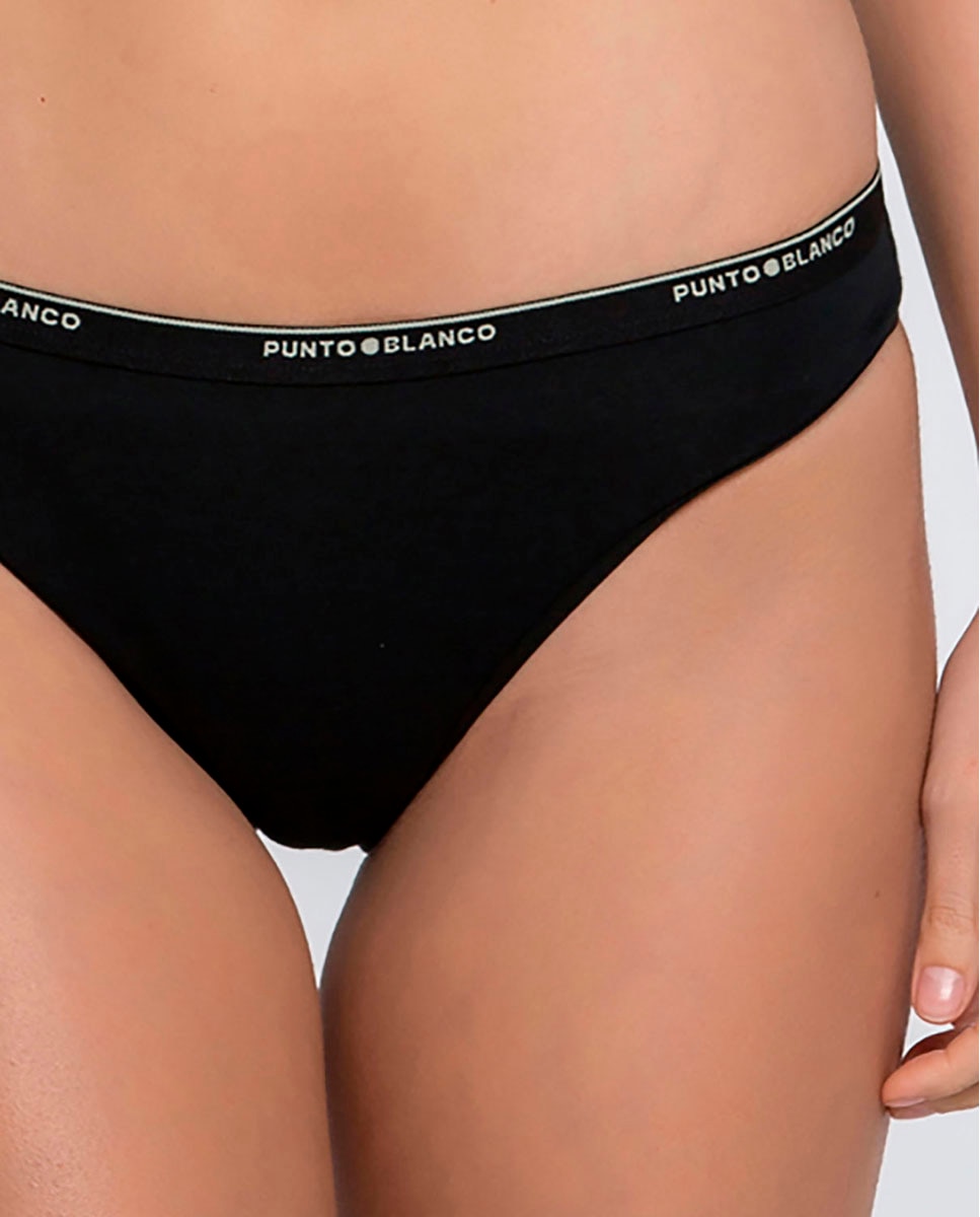 Pack de 3 bragas lisas de algodón - Punto Blanco - Negro Negro-3