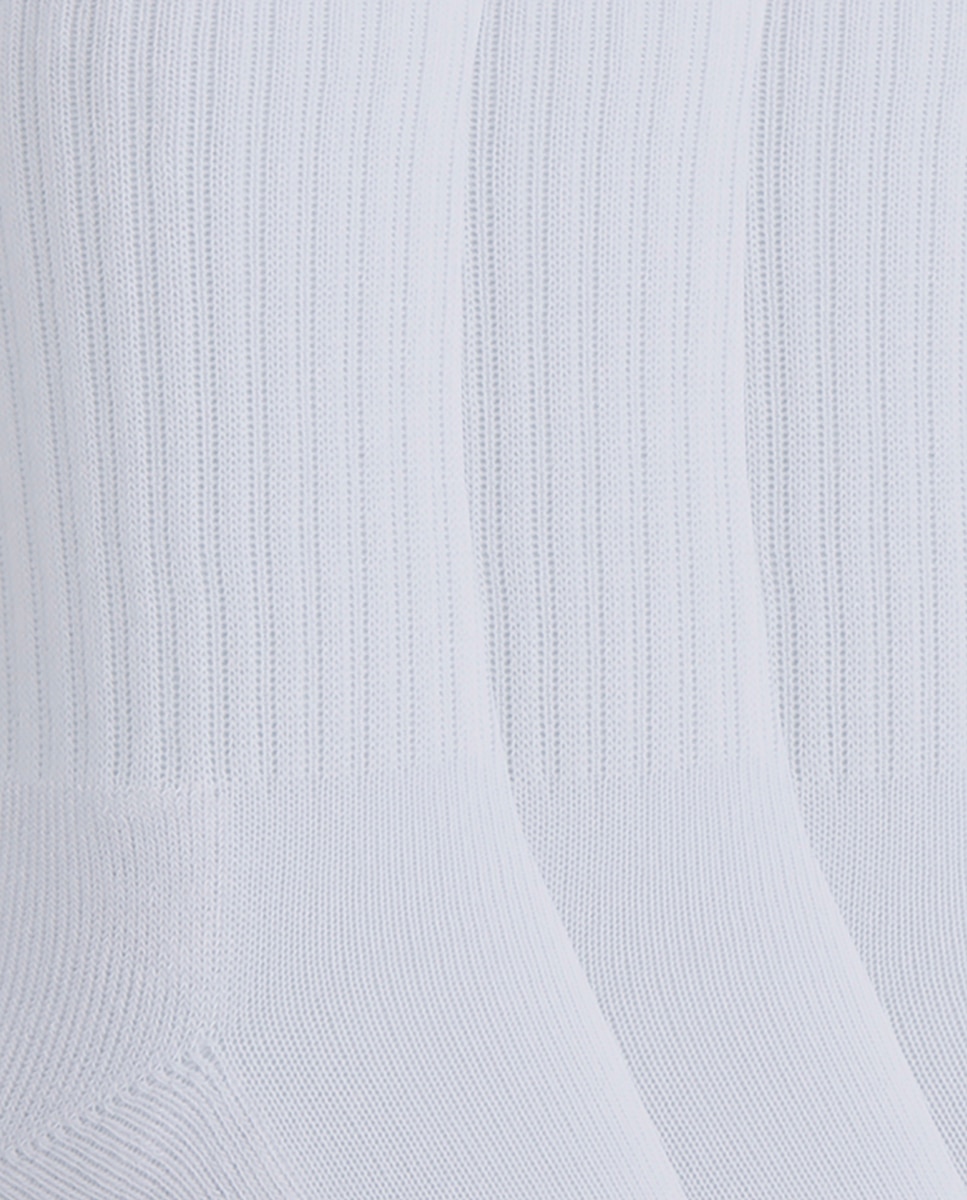 Pack de 6 pares de calcetines de algodón con canalé Basix - Punto Blanco - Blanco Blanco-2