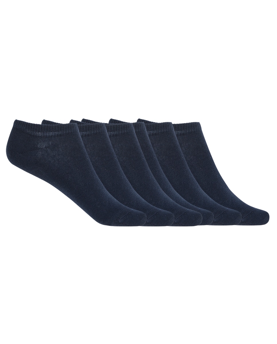 Pack de 6 pares de calcetines de algodón en liso Basix - Punto Blanco - Azul marino Azul marino-1