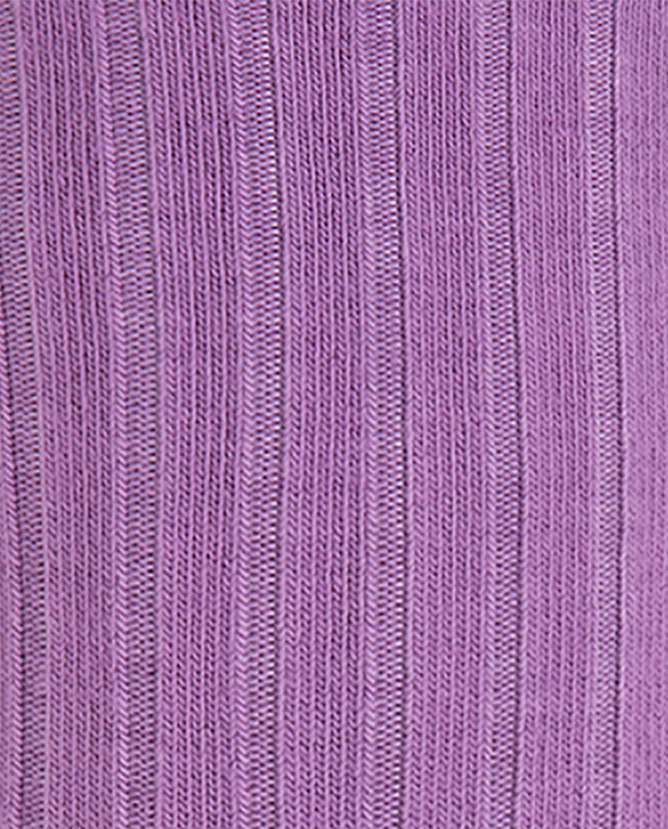 Pack de 2 pares de calcetines de mujer de bambú canalé con puño no aprieta - Punto Blanco - Lila Lila-2