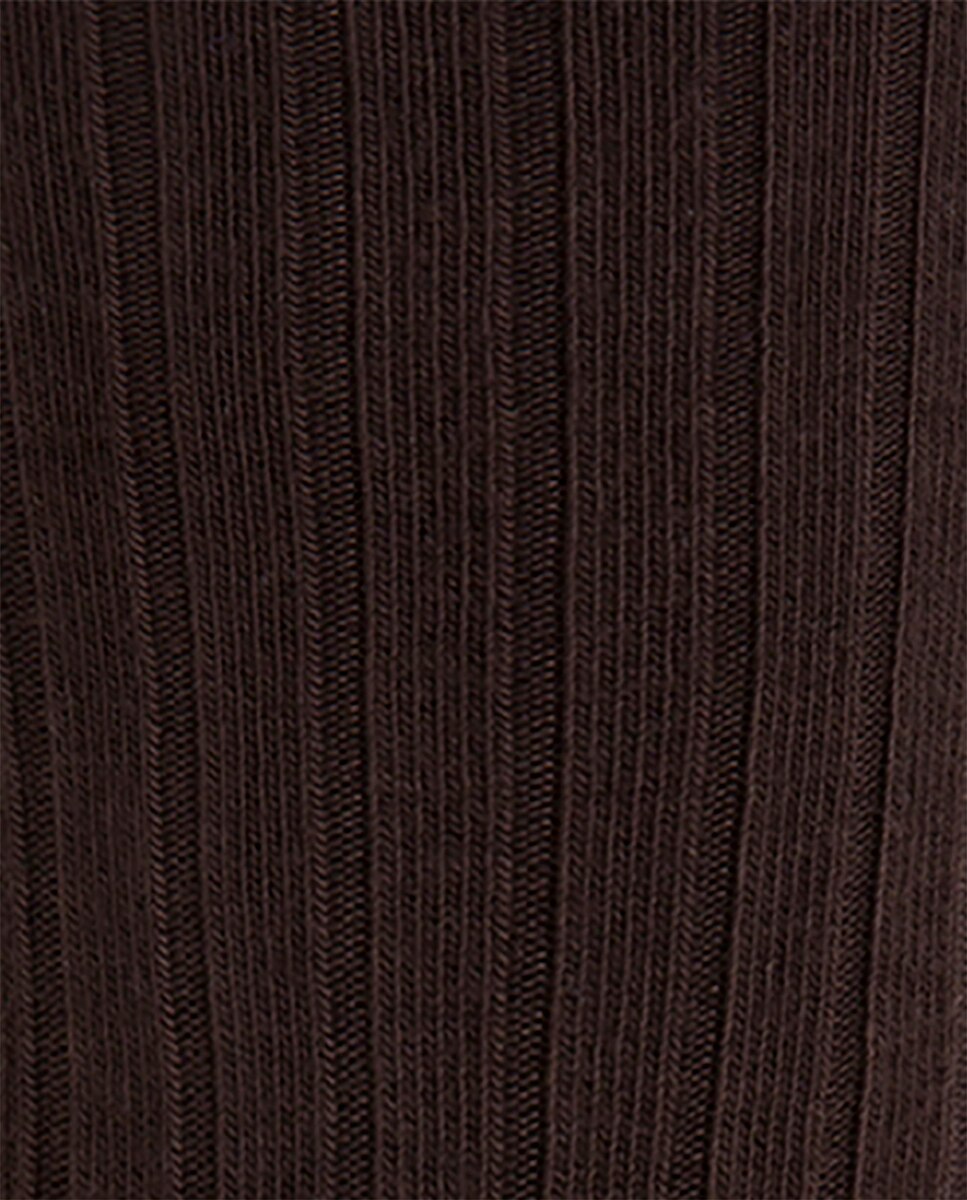 Pack de 2 pares de calcetines de mujer de bambú canalé con puño no aprieta - Punto Blanco - Marrón oscuro Marrón oscuro-2