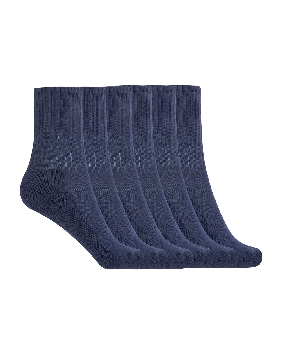 Imagen 1 de Pack de 6 pares de calcetines de algodón con canalé Basix - Punto Blanco - Azul Azul