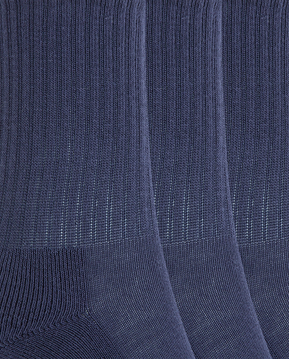 Imagen 2 de Pack de 6 pares de calcetines de algodón con canalé Basix - Punto Blanco - Azul Azul
