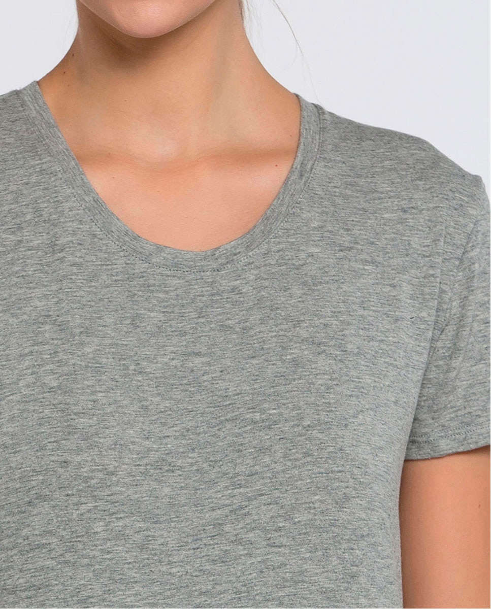Camiseta interior de mujer de manga corta en algodón - Punto Blanco - Gris Gris-3