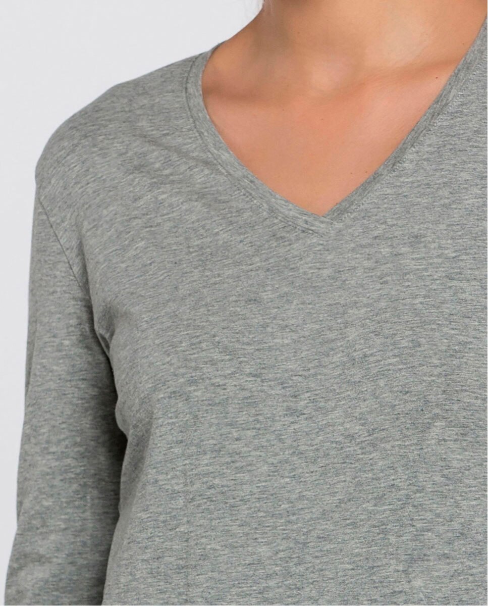 Camiseta interior de mujer de manga 3/4 en algodón - Punto Blanco - Gris Gris-3