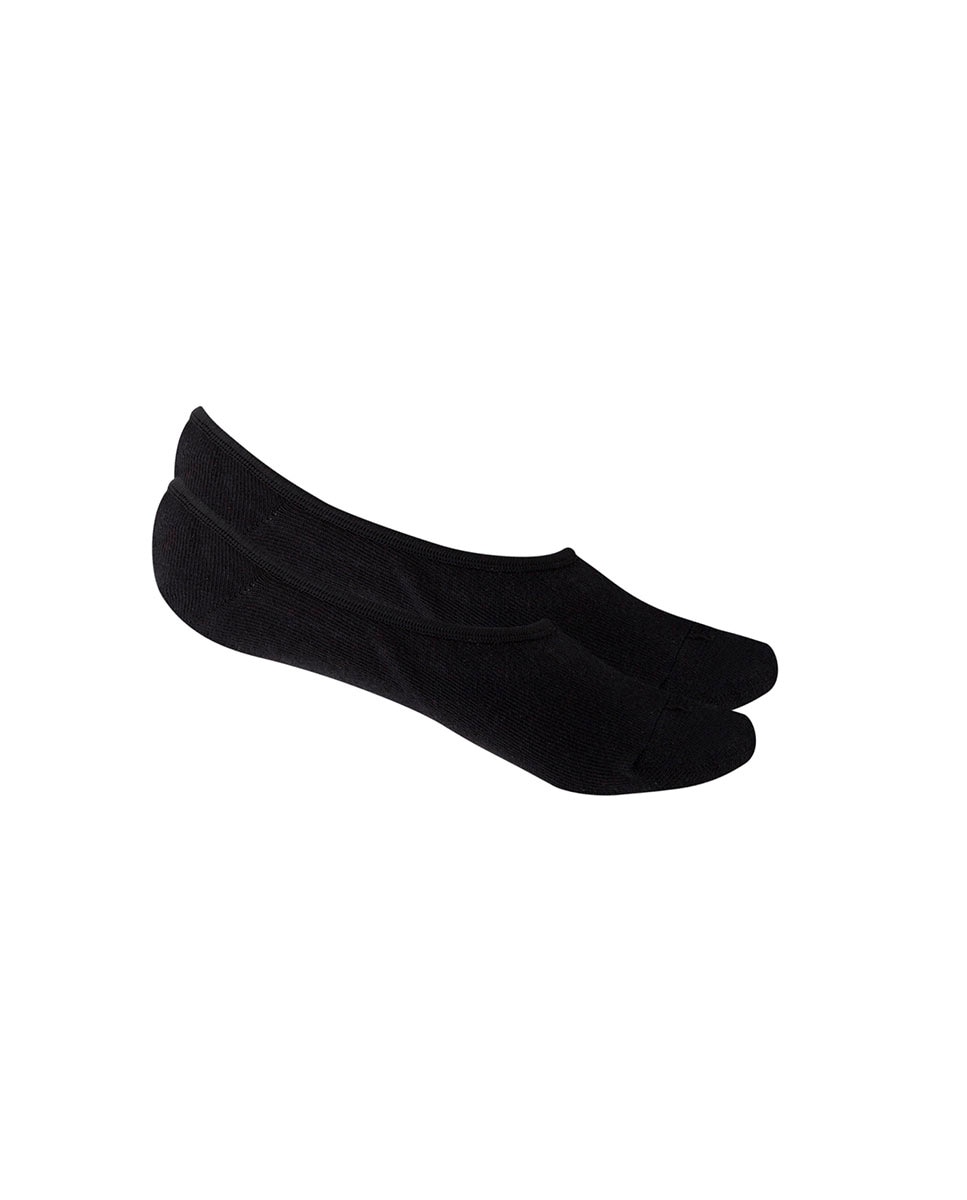 Pack de 2 pares pinkies de mujer de algodón invisibles - Punto Blanco - Negro Negro-1