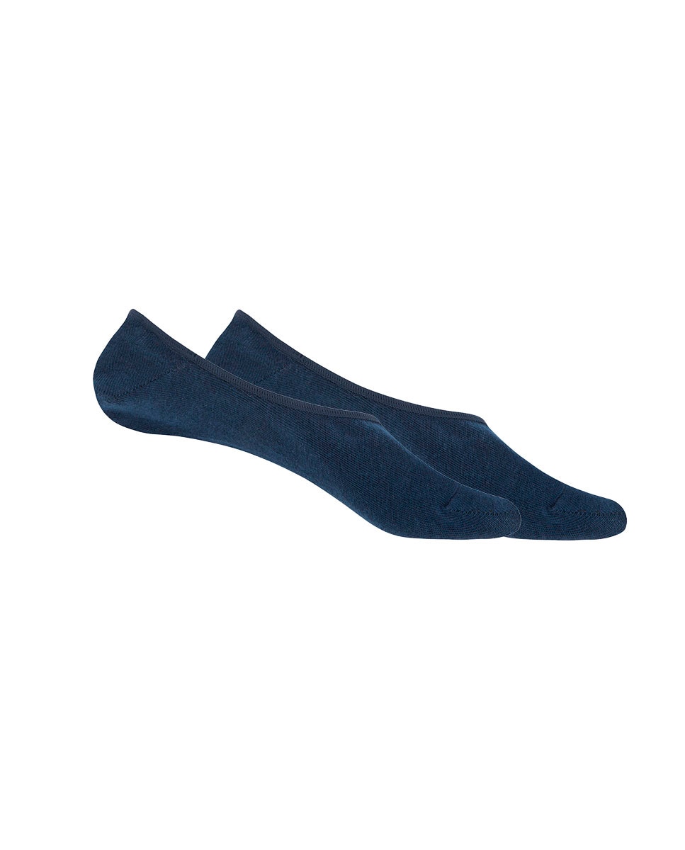 Pack de 2 pares pinkies de mujer de algodón invisibles - Punto Blanco - Azul marino Azul marino-1